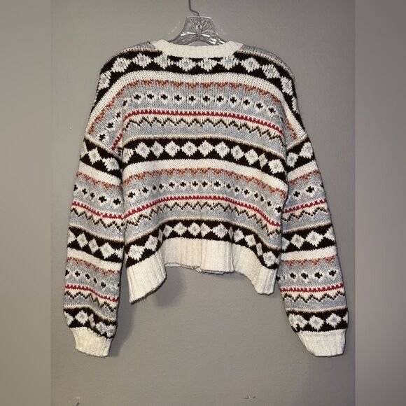 American Eagle Oversized Semi Crop Black and White Acrylic Patterned Cardigan #7 - Picture 5 of 5